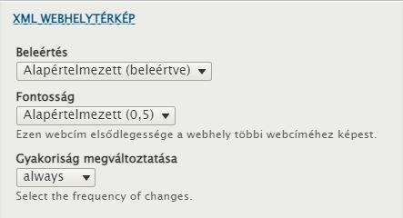 Egy adott oldal XML oldaltérképen való megjelenésének módosítása a Drupalban