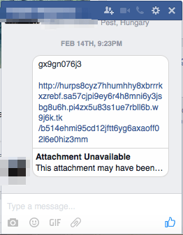 A Facebook Messengeren a vírusos üzenet tipikusan egy generált, betűkből és számokból álló link.