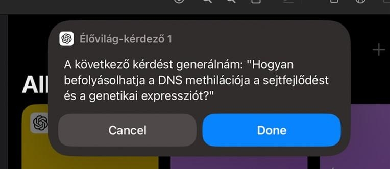 Élővilág-kérdező 1: A következő kérdést generálnám: „Hogyan befolyásolhatja a DNS metilációja a sejtfejlődést és a genetikai expressziót?”